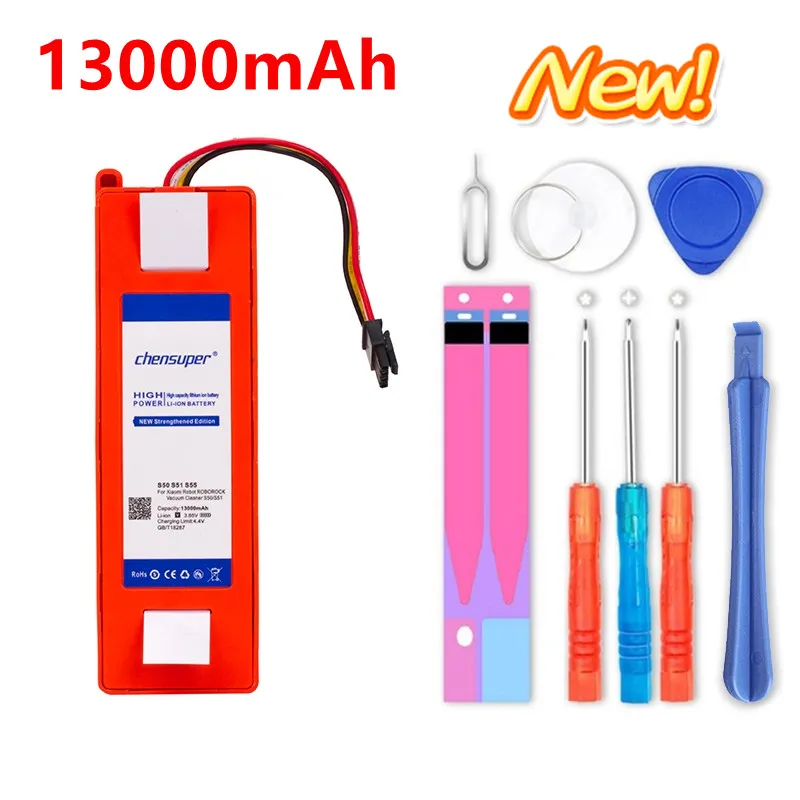 chensuper 13000mAh Robotic Vacuum cleaner Battery for Xiaomi Robot ROBOROCK Vacuum Cleaner S50 S51 S55 Mijia Gen 1st T4 T6