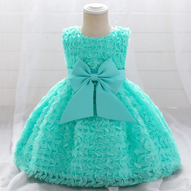 Newborn Green Baptism Dress First  Birthday Dress For Baby Girl Clothes Bow Princess Dresses Party Dress Backless 0-24Month Gift