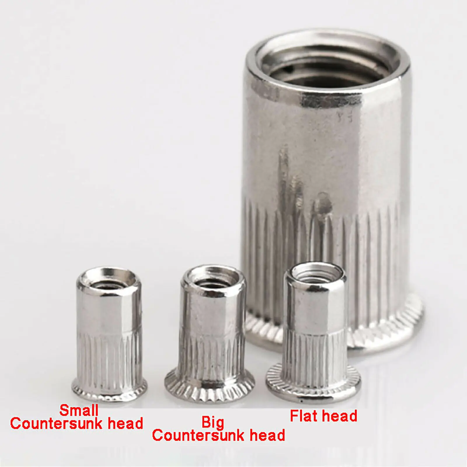 Countersunk Knurled Nut M3-M12 Flat Head Blind Rivet Nuts Threaded Riveted Nut 304 A2 Stainless Steel