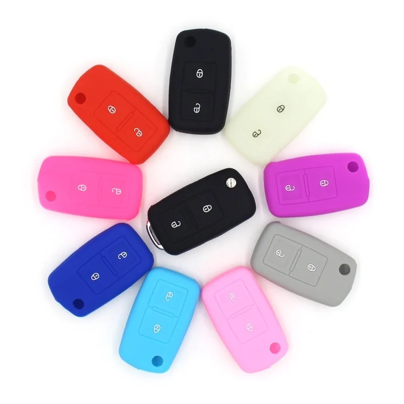 

2 Buttons Remote Silicone Rubber Car Key Case For Vw MK4 Seat Altea Alhambra Ibiza Polo Golf 4 5 6 Transporter Amarok Sharan