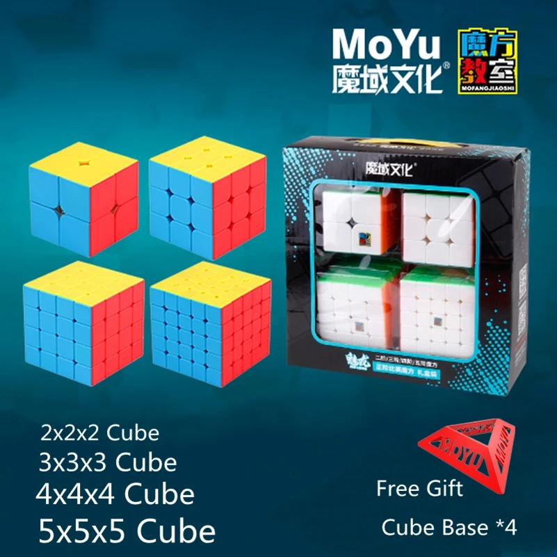 MoYu Cube 4 in 1 Gift Box set 2x2~5x5 cube Profissional magic cube Moyu Meilong 4pcs set Speed cube Puzzle Educational Toys kids