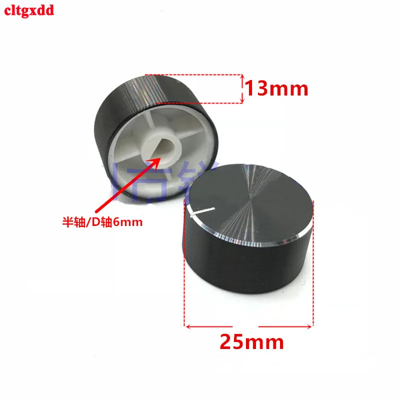 cltgxdd 1 pcs diameter 25mm 25x13mm 6mm Shaft Hole Aluminum Alloy Potentiometer Knob Black (D-axis)