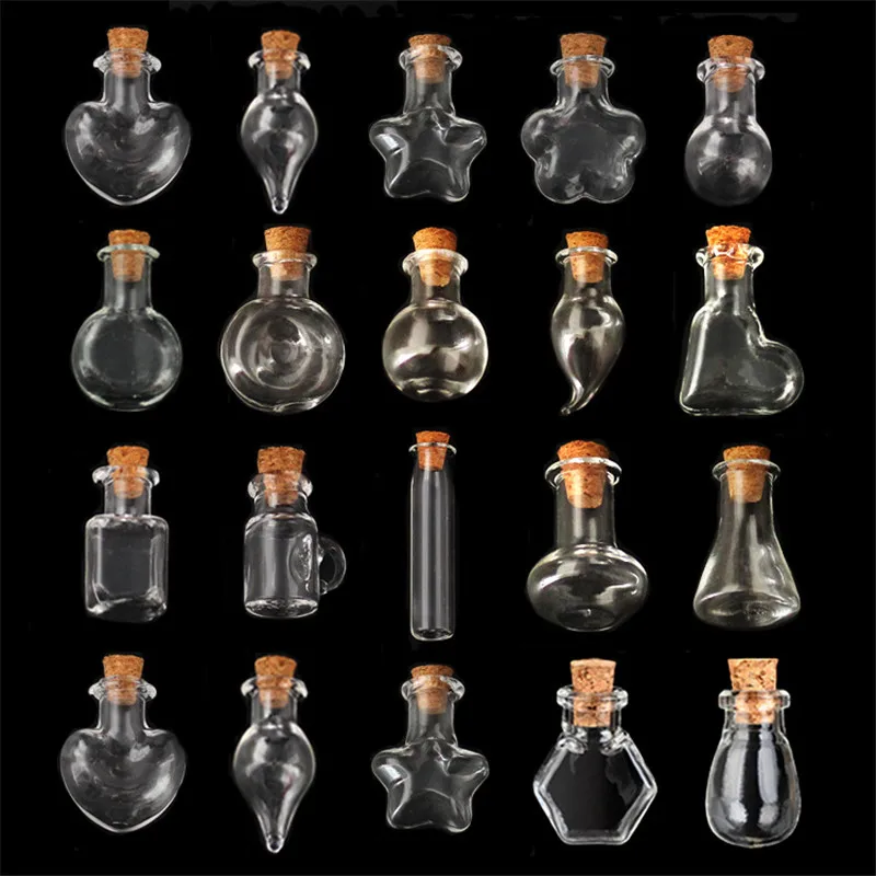 10PCS/Pack Mini Clear Glass Vials Party Favors Wishing Drifting Bottle Fathers Boyfriend Surpris Gift Wedding DIY Craft Supplies