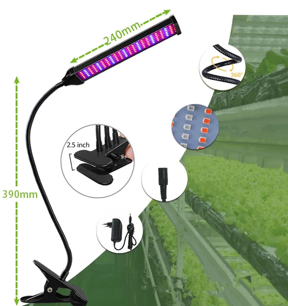 LED Grow Lamp with Wireless Timing Dimming Shelf, Indoor Hydroponic Seedlings Flower, Phyto Lamp, 660NM + 460NM, 1, 2, 3, 4