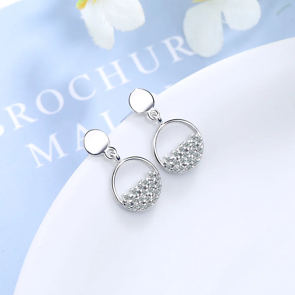2021 New Arrival 925 Silver Needle Short Round Earrings For Women Girl Jewelry Zirconium Inlay Best Friend Gift Pendientes