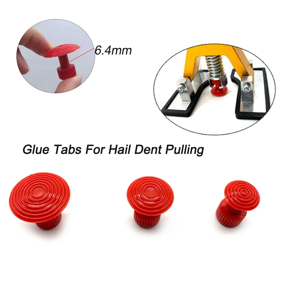 PDR King Tools 3pcs Red GlueTabs With Convex Surface For Hail Pit Dent Repair Tools Dent Puller Kit