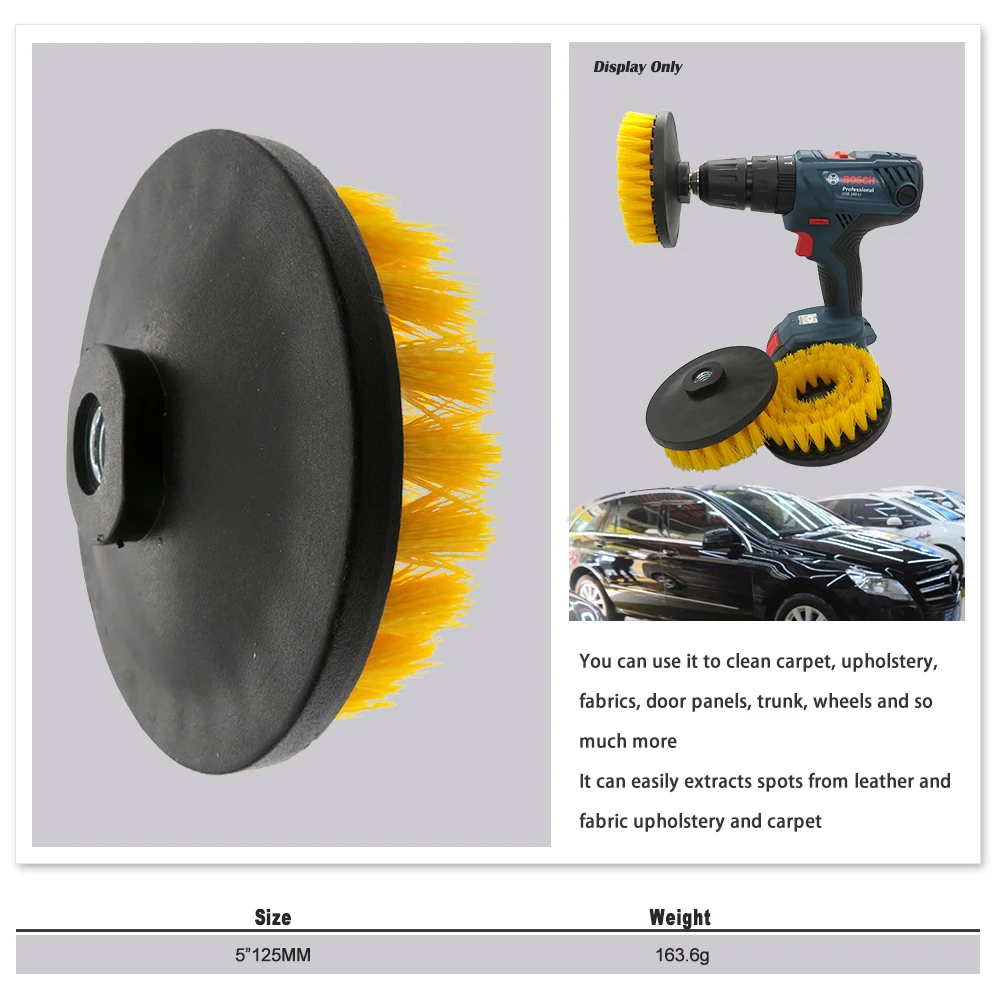 5inch Drill Scrubber Cleaning Brush Power Brush with M14 Thread Drill Adaper for Cleaning Carpets, Kitchens and Bathrooms