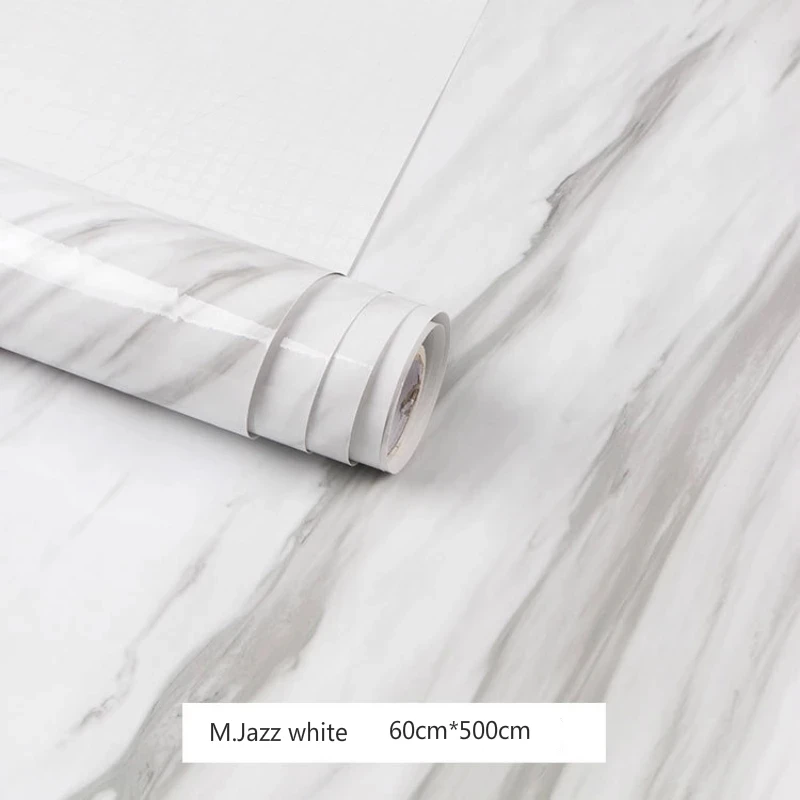 PVC Marble Self adhesive Wallpaper Decor Kitchen Bathroom 3D Waterproof marble Sticker Furniture Waterproof Desktop wall Sticker