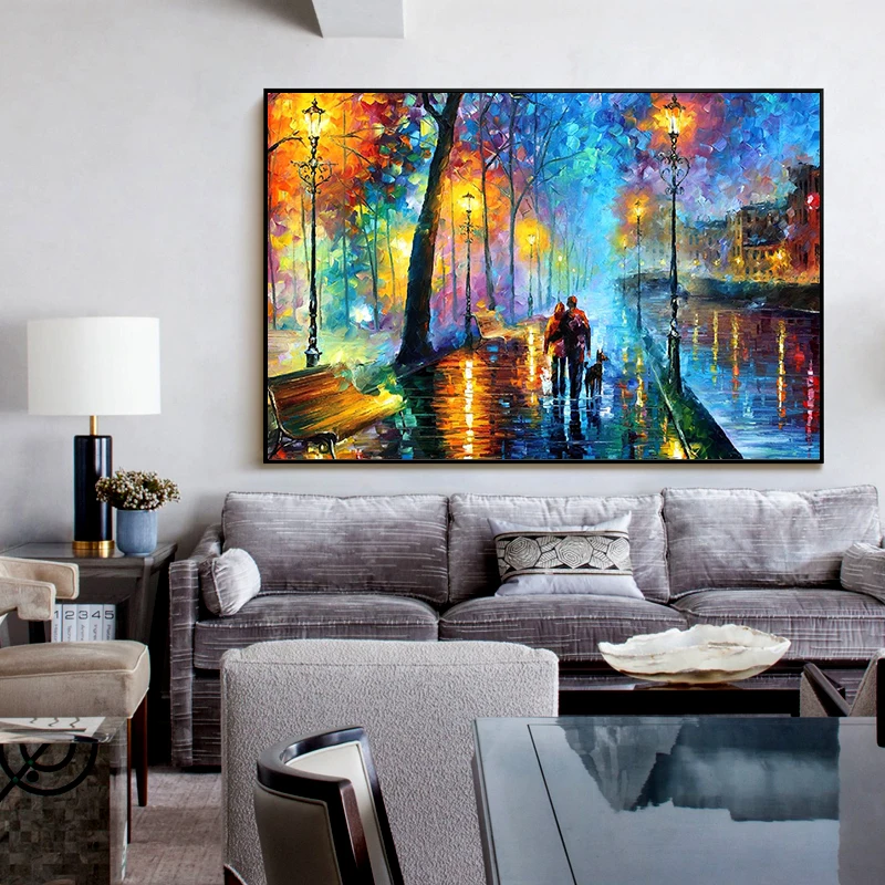 

Street Under Light Oil Painting Canvas Art Painting Posters and Prints Cuadros Home Decor Wall Art Picture for Living Room