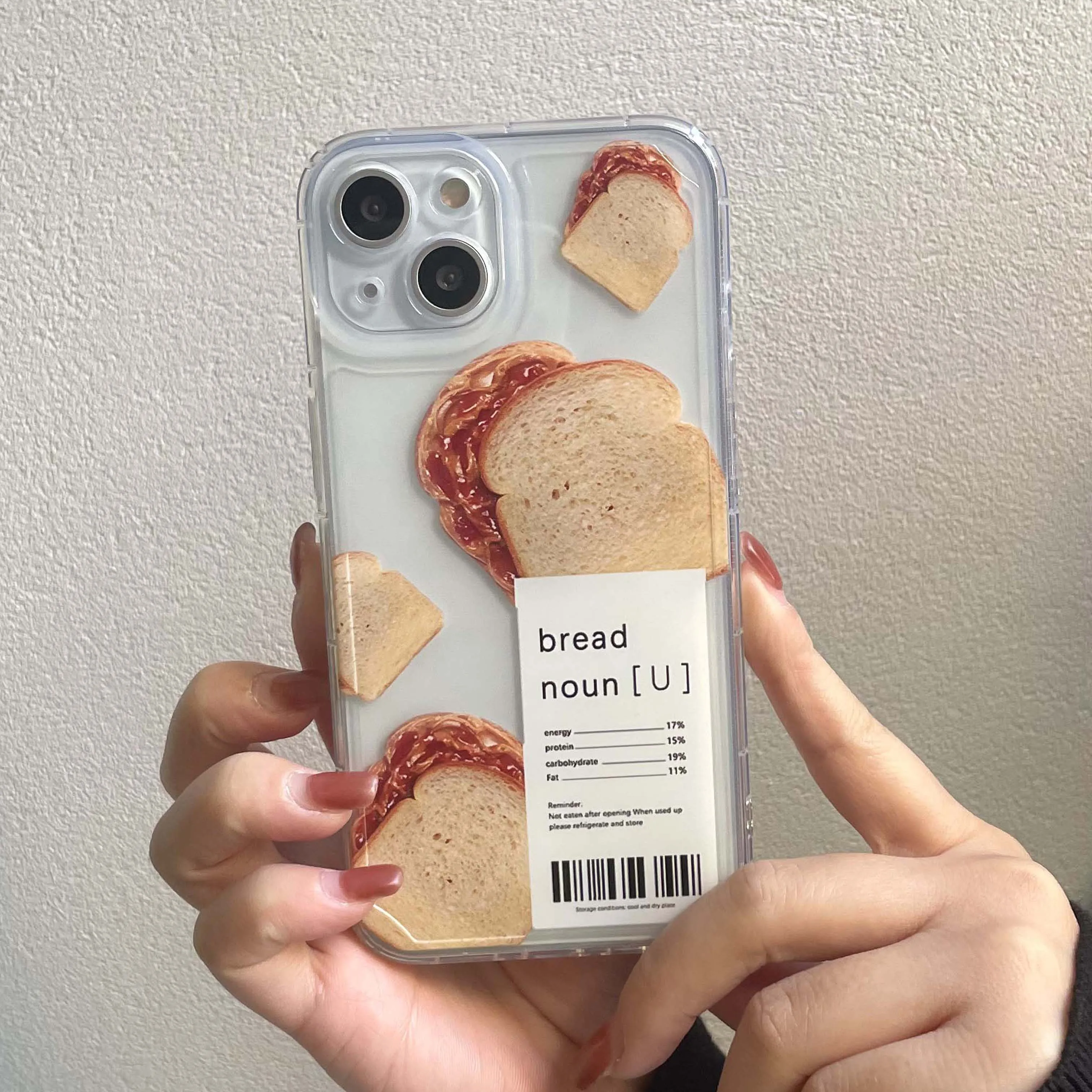 Bread label breakfast phone case for iphone 13 11 14 pro max 7 8 plus 12 15 promax xs max x xr cute back cover soft silicone