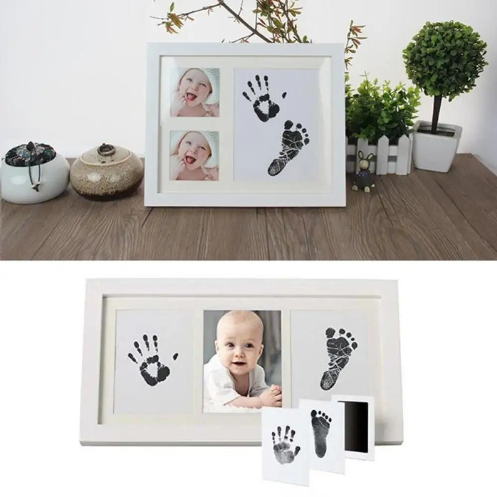 Cute Safe Non-toxic Baby Inkless Handprint Footprint Kit Hand and Foot Prints for 0-6 months Newborn Gift Decoration