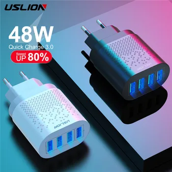 USLION 48W Quick Charge QC 3.0 USB Universal Mobile Phone Charger Wall Fast Charging Adapter For iPhone Samsung Huawei Xiaomi 14