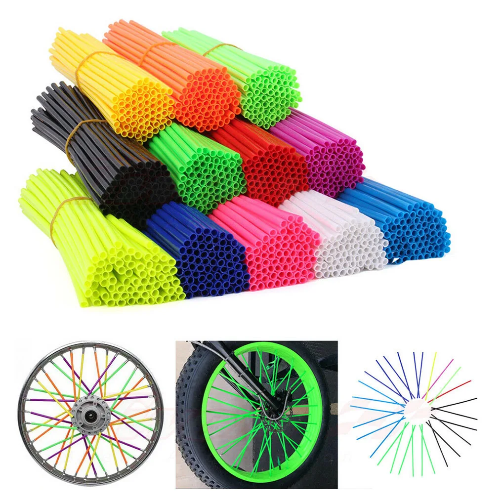 72Pcs Bike Motorcycle Wheel Spoked Protector Skin Covers Pipe For Motocross Bicycle Bike Cool Accessories 9 Colors 24CM/17CM