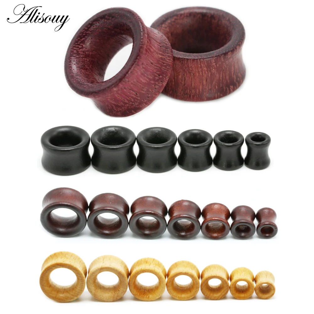 2pcs fashion flesh tunnels ear plugs big gauge piercing expander brown Bubinga rose wood 8mm-20mm piercing body jewelry for men