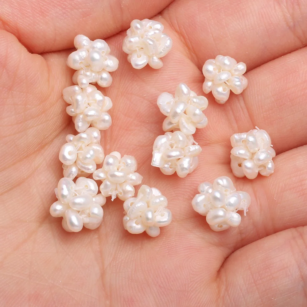 Natural Freshwater Pearl Colored Flower Ball Pendants Hand Woven for Jewelry Making DIY women's elegant Necklace Accessories