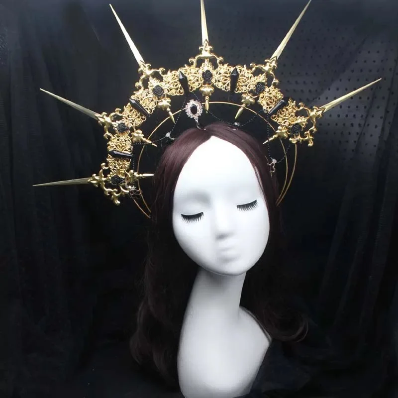 DIY Kit Non Finished Product Virgin Gothic Mary Halo Crown Headband Headpiece Headdress For Photograph  Props