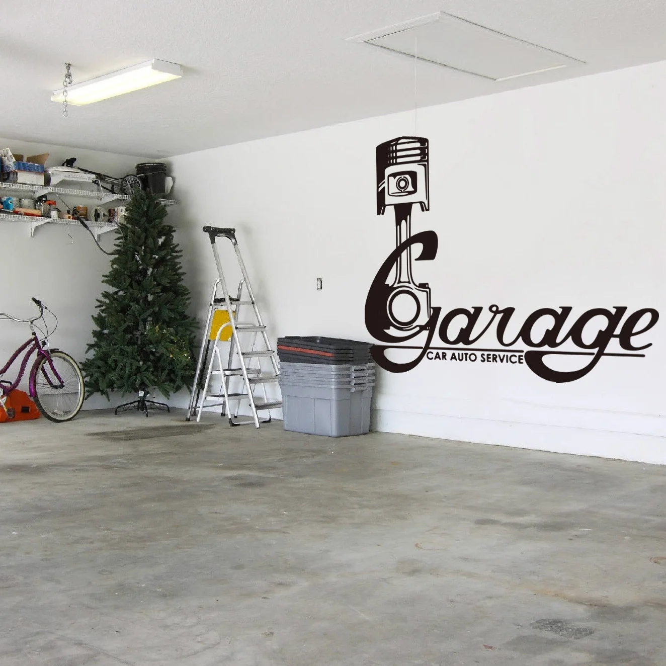 Retro  Garage Repair Piston Wall Sticker Car Service Auto Repair Shop Valve Mechanic Tool Wall Decal Vinyl Home Decor