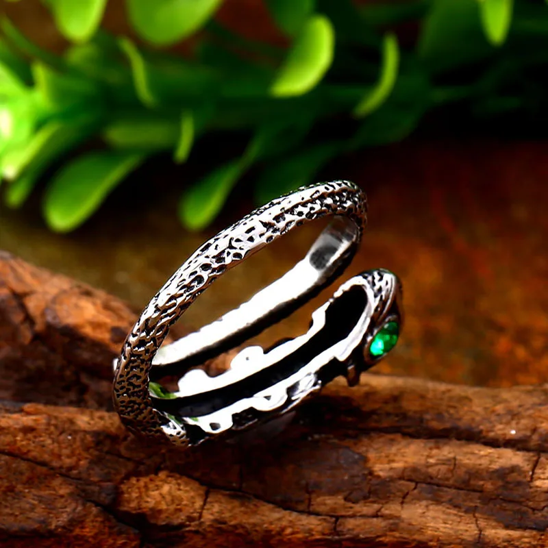 BEIER 316L stainless steel Vintage Green stone Eye Lizard Men\'s Ring Classic Animal High Quality Jewellery LLBR8-700R