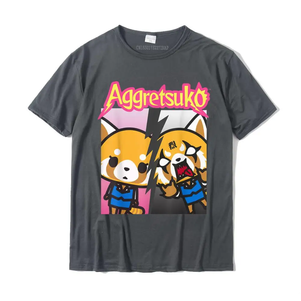 Aggretsuko Split Personality Tee Shirt T Shirts Normal Faddish Men\'s Tops Shirts Normal Cotton Happy New Year