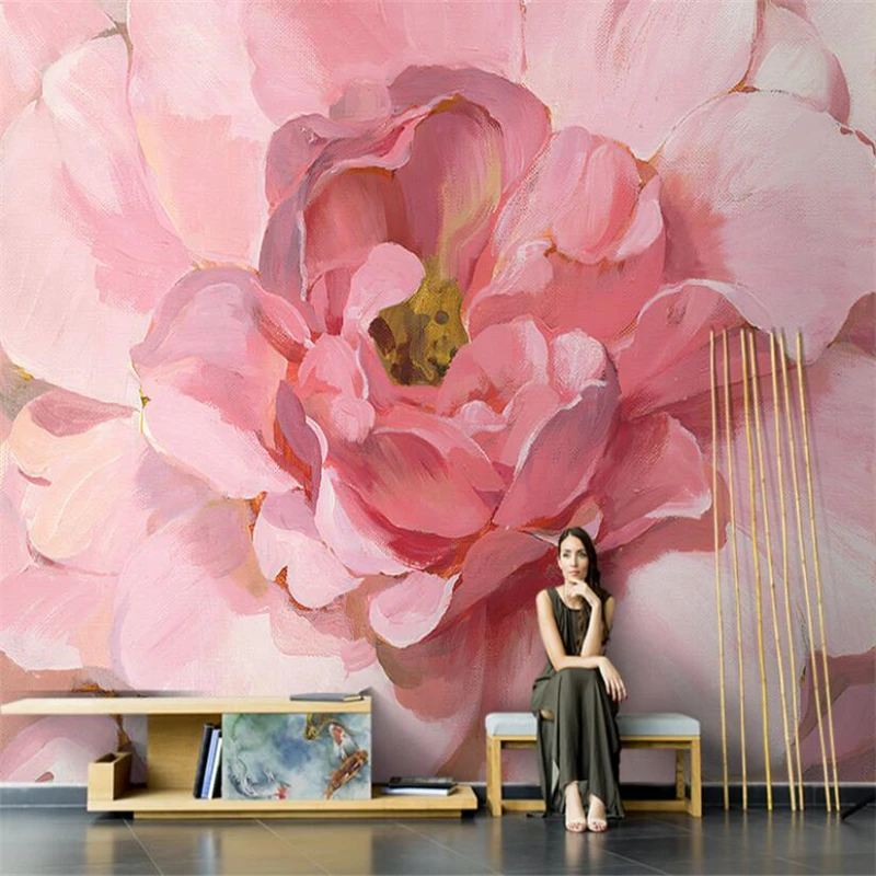 

beibehang custom American pink peony flowers wallpaper for living room bedroom decor wall papers home decor decoration mural 3D