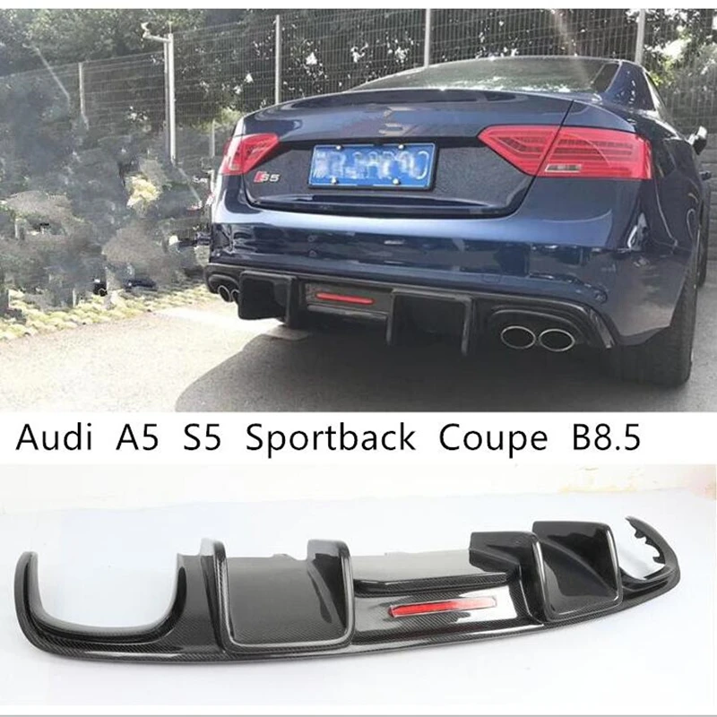 For Audi B8.5 A5 S5 RS5 2012 2013 2014 2015 2016 Carbon Fiber Rear Bumper Diffuser Lip Spoiler High Quality Car Accessories