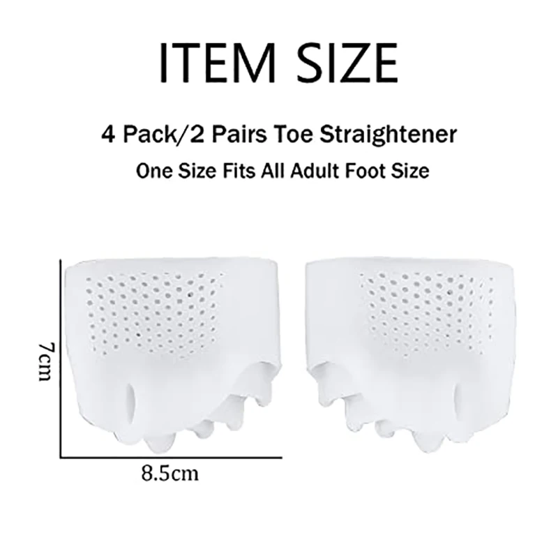 2pcs Foot Care Tool Silicone Forefoot Pads Toe Separator Cushions Hallux Valgus Correction Calluses Blisters Pain Relief Insole