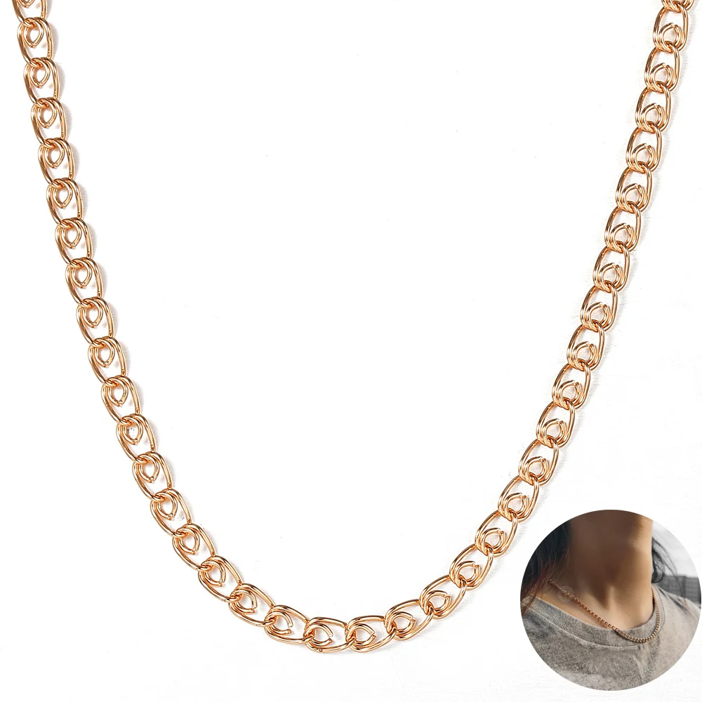 3mm 5mm Wide Women Chain Men Snake Link Necklace For Girls 585 Rose Gold Color Chain Fashion Snail Jewelry LCN41