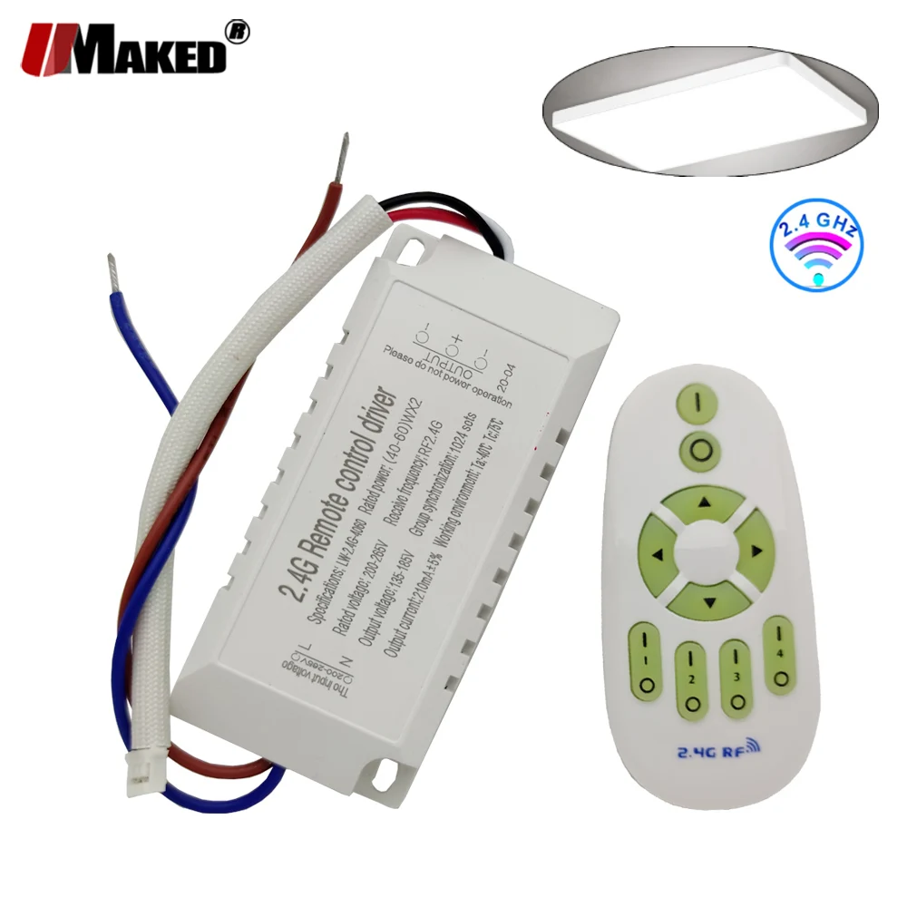 2Sets LED Driver Intelligent 2.4G Wireless RF Remote Controller 40-60x2W Dimmable 1-100% For Ceiling Light Transformers DIY