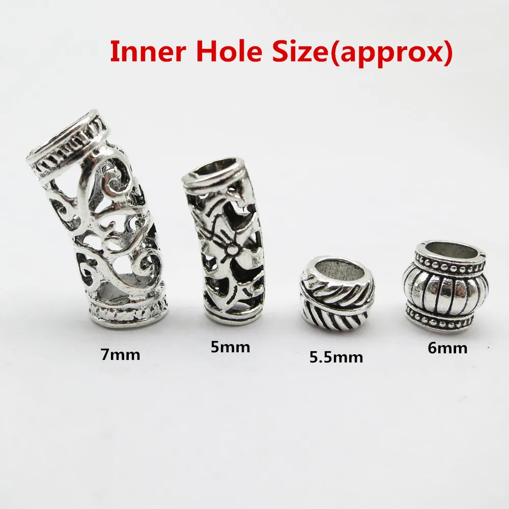 10pcs/pack Tibetan silver different  styles hair braid dread dreadlock beads rings tube accessories approx 5-7mm inner hole