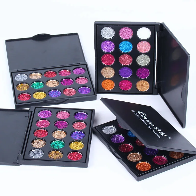 OWOSC 15 Color Glitter Eye Shadow Palette Waterproof Pearlescent Diamond Bright Cosmetic Profissional Eyeshadow Makeup Palette