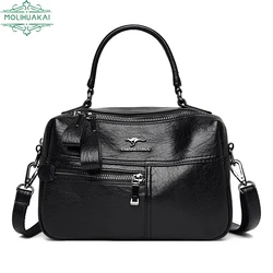 Designer Luxurious Shoulder Bags High Quality Soft Leather Women's Handbag Double Zipper Design Women Messenger Bags Bolsos 2021