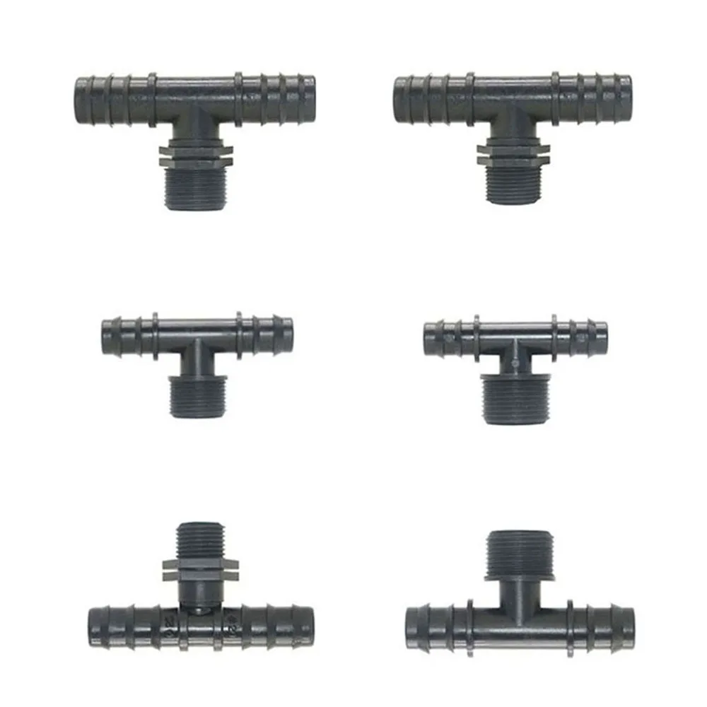 

1/2 3/4" To 16/20/25mm Pe Tube Splitter Tee Barbed Fittings Hose Coupling For PE Pipes Garden Hose Greenhouse