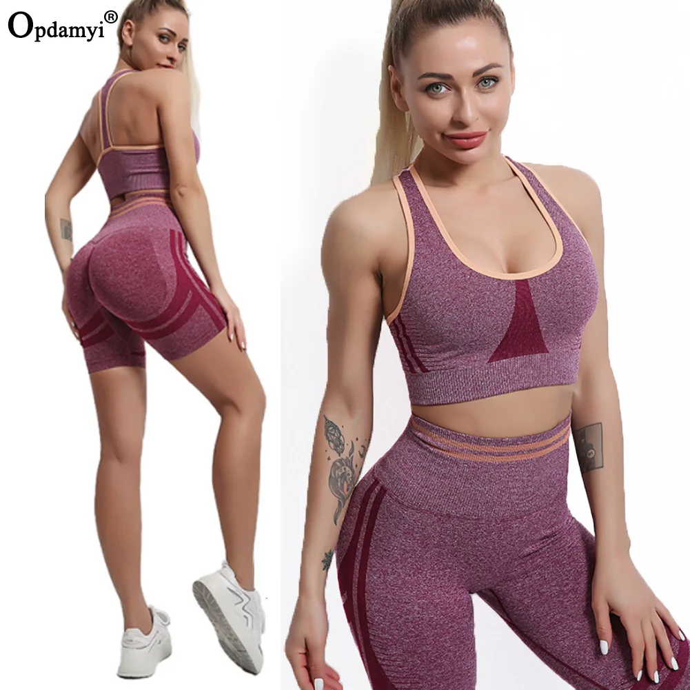 

2021 New Seamless Women Vital Yoga Set Workout Pants Sport Bra Gym Fitness Clothing High Waist Running Leggings Athletic Outfits