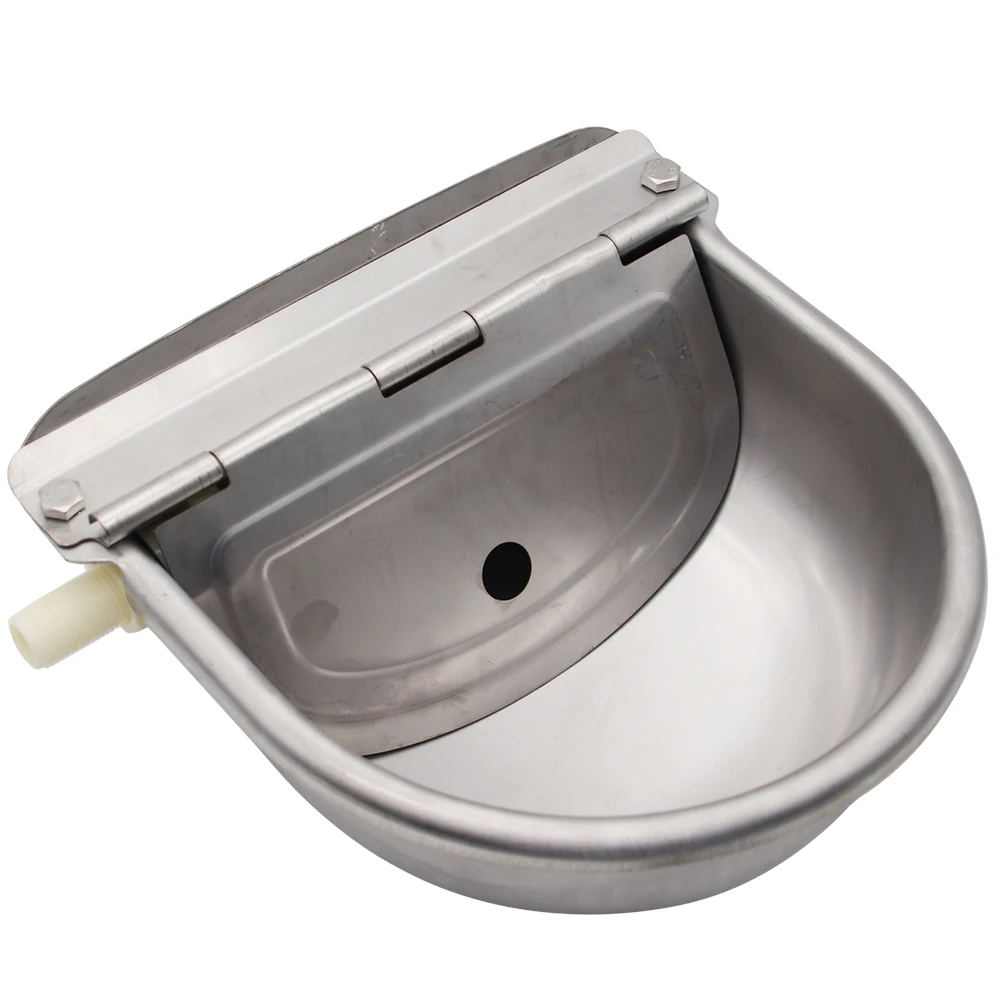 Livestock Cattle Drinker Bowl With Drain Hole Water Automatic Float Dog Sheep Pig Farm Animal Stainless Steel Drinking Fountain