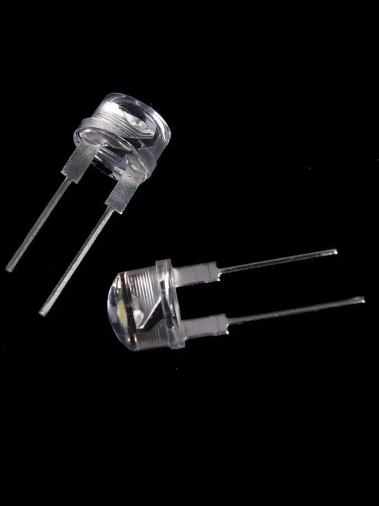 500PCS NEUE F8 8mm 0,25 W 3,0-3,2 V Stroh hut LED Weiß Super helle LED lampe Weitwinkel Transparente LED Lampe Strohhut LED – Detail 1