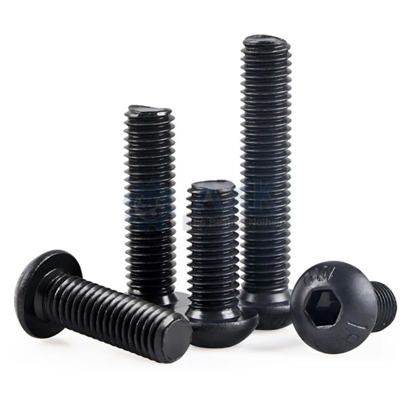 Tornillos de aleación de acero de grado 10,9, M2, 5, M3, M4, M5, M6, M8, M10, cabeza redonda hexagonal, tornillo negro, perno de sujeción para