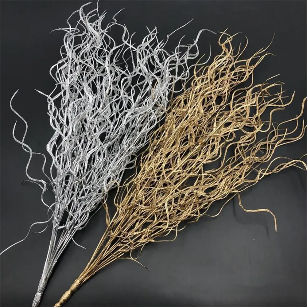 Artificial Plastic Fake Foliage Plant Gold Silver Simulation Bouquet Coral Flower Branches Fashion Wedding Party Home Decor