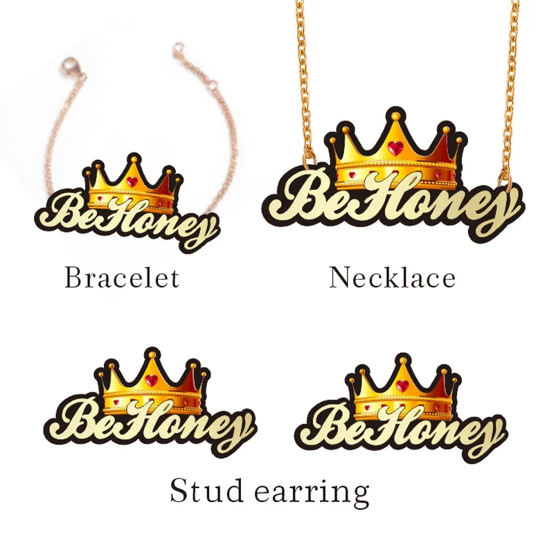 Name Customize Crown Style and Custom Style Fashion Jewelries Set for Woman