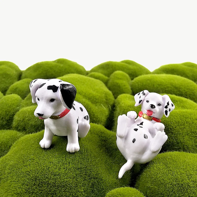 6pcs Dalmatian Puppy Spot Dog Figurine Cartoon Animal Model Home Decor Miniature Fairy Garden Decoration DIY Accessories Modern