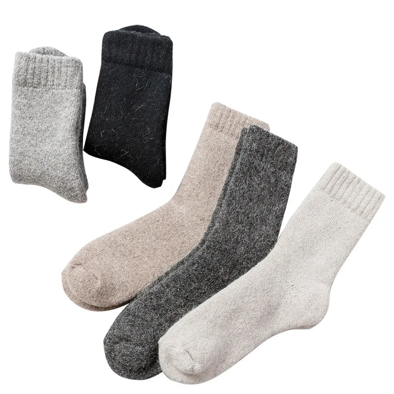 Super Thicker Solid color Socks Merino Wool Rabbit Snow Winter Warm Funny Happy Male Men Socks calceta hombre skarpety meskie