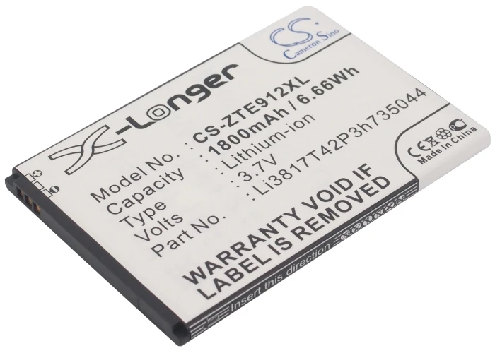 CS 1800mAh / 6.66Wh battery for AT&T Compel, Compel 4G, Radiant, Z830 Li3817T42P3h735044