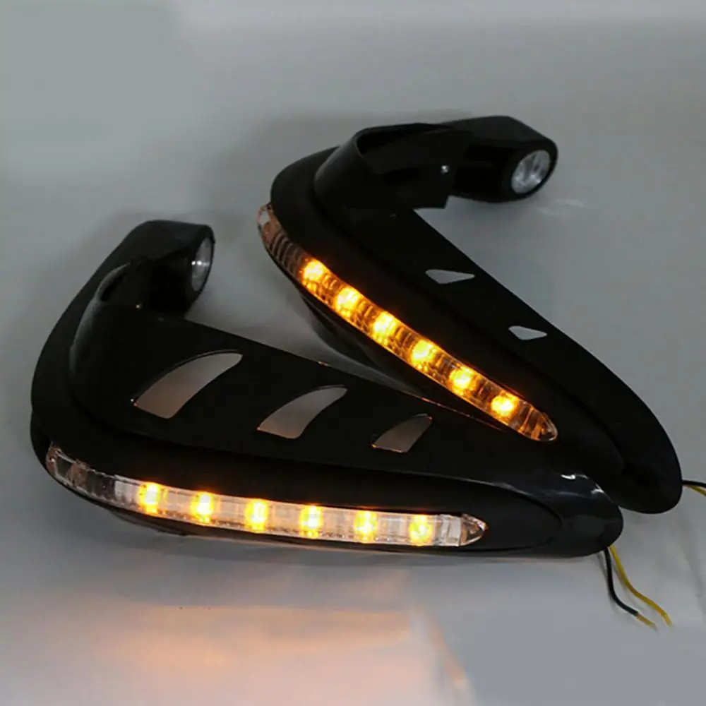 

80% Hot Sell 2Pcs Motorcycle Motorbike Handlebar Hand Guards Protector with Safety LED Light