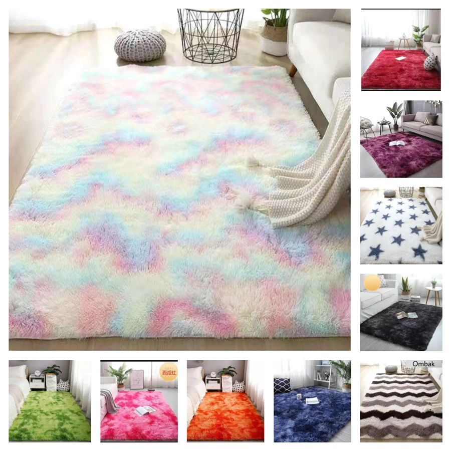 Tapete de veludo grosso para sala de estar, tapete de pelúcia para crianças, quarto, chão fofo, janela, cabeceira, decoração de casa, tapete macio