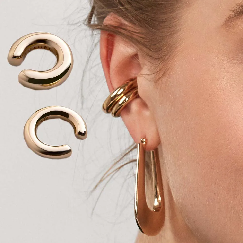 

Minimalist metal golden cartilage clip on earrings for women without piercing geometric round ear cuff 2019 brincos Jewelry