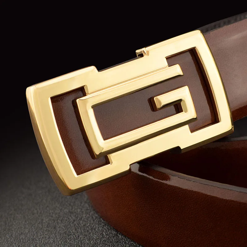 

100% genuine skin men belt shinny high glossy belly skin top quality hardware with toppest levels quality G letter brown