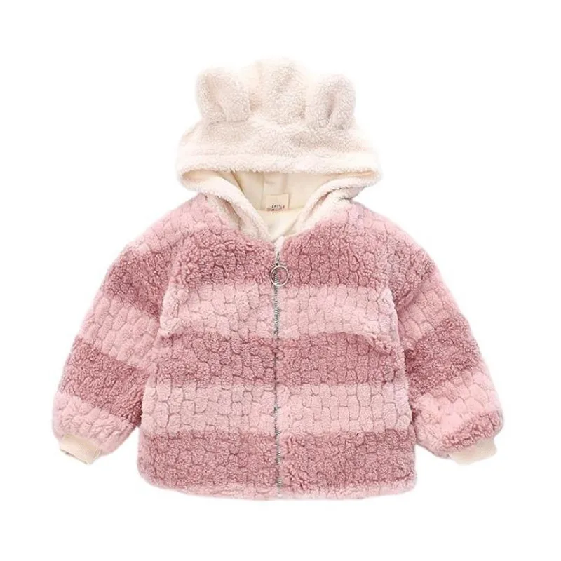 DFXD Children Girls Warm Outwear 2020 Casual Winter Hooded Zipper Thick Fleece Jackets Kids Lamb Coats For 1-7Yrs Girls Clothes