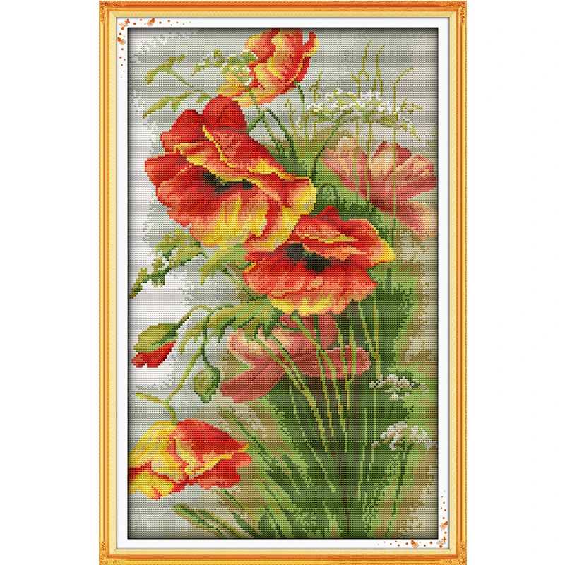 Joy Sunday Beautiful Poppy 14CT 11CT Counted And Stamped Home Decor Needlework Needlepoint Cross Stitch Kits The Gift Of Love