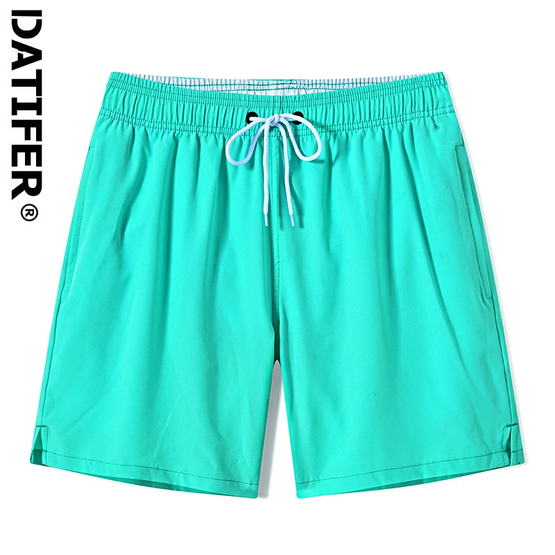 DATIFER Summer 2024 Swimming Shorts Men Polyester With Spandex Solid Quickly Dry Breathable Mesh Lining with Pockect  Sportswear