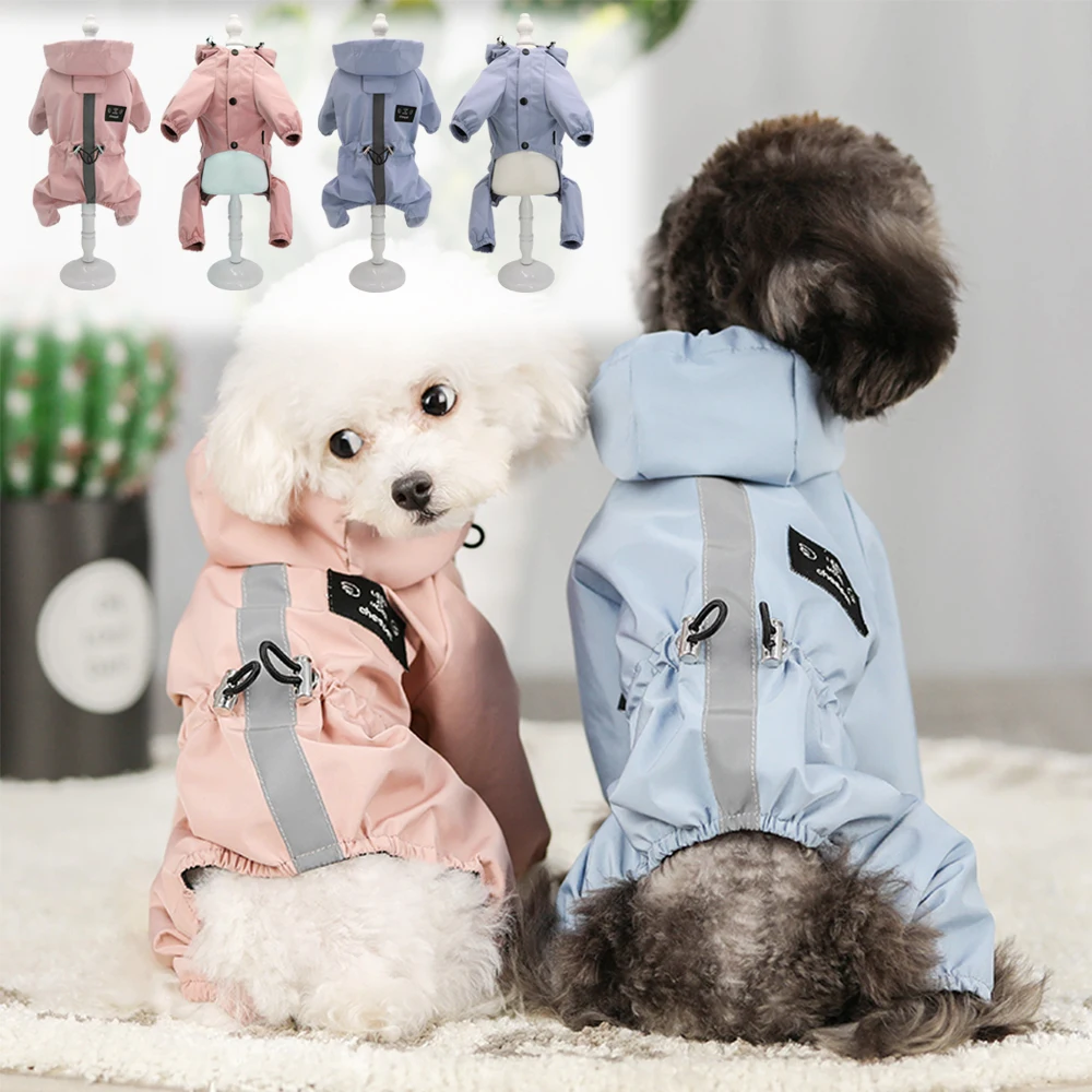 

Reflective Dog Clothes Raincoat Waterproof Small Dog Rain Jacket Poncho Pet Hoodie Clothes For Small Medium Dogs Puppy Blue Pink