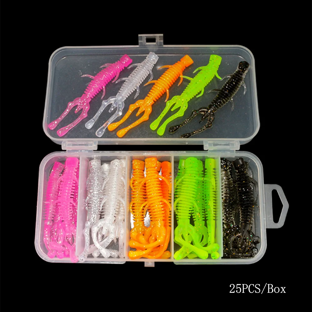 

25pcs/Box 65mm 1.5g Floating Soft Fishing Bait Bionic Artificial Shrimp Luya Fish Accessories Lure Goods Set for Bass Tackle